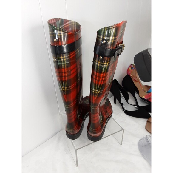 Lauren Ralph Lauren Women's Size 6B Rossalyn II Red Tartan Plaid Rain Boots - Picture 2 of 5